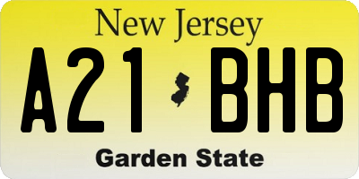 NJ license plate A21BHB