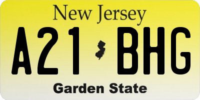 NJ license plate A21BHG