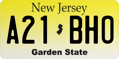 NJ license plate A21BHO