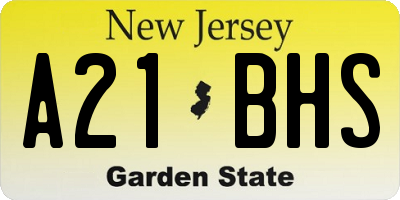 NJ license plate A21BHS
