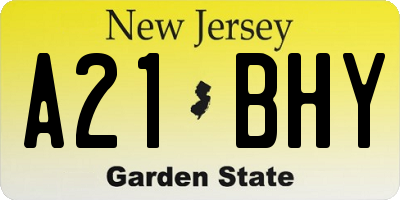 NJ license plate A21BHY