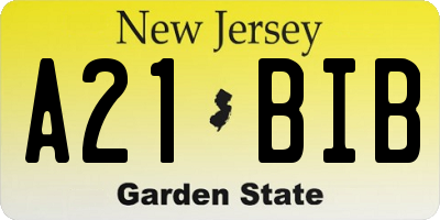 NJ license plate A21BIB