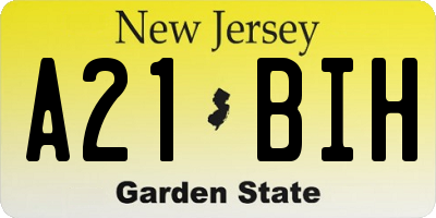 NJ license plate A21BIH