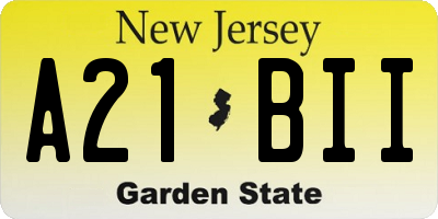 NJ license plate A21BII