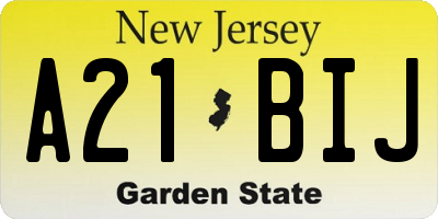 NJ license plate A21BIJ