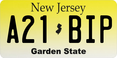 NJ license plate A21BIP
