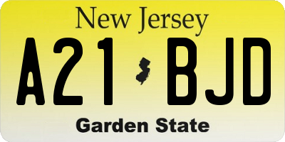 NJ license plate A21BJD