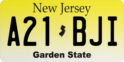 NJ license plate A21BJI