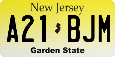 NJ license plate A21BJM