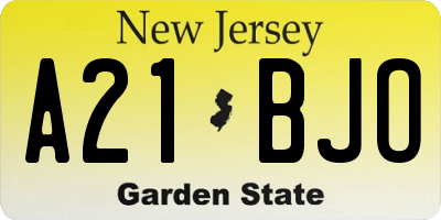 NJ license plate A21BJO