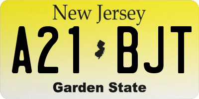 NJ license plate A21BJT