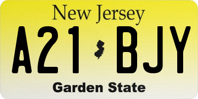 NJ license plate A21BJY