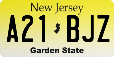 NJ license plate A21BJZ
