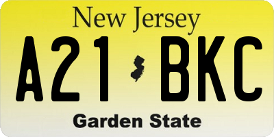 NJ license plate A21BKC
