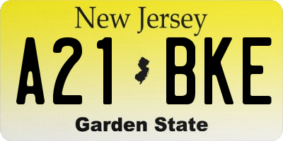 NJ license plate A21BKE