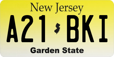 NJ license plate A21BKI