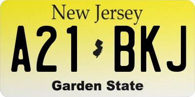 NJ license plate A21BKJ