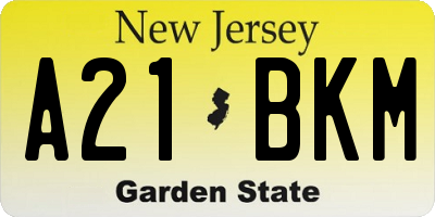 NJ license plate A21BKM