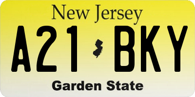 NJ license plate A21BKY