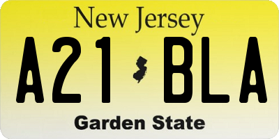 NJ license plate A21BLA