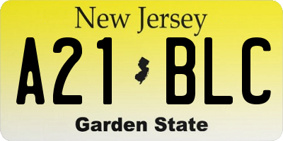 NJ license plate A21BLC