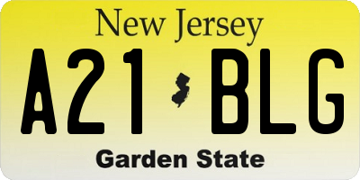 NJ license plate A21BLG