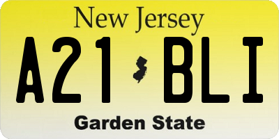 NJ license plate A21BLI