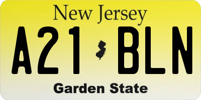 NJ license plate A21BLN