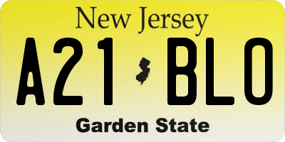 NJ license plate A21BLO
