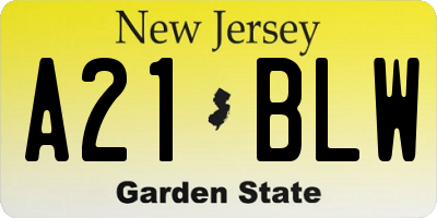 NJ license plate A21BLW