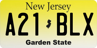 NJ license plate A21BLX