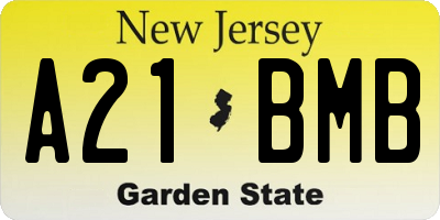 NJ license plate A21BMB