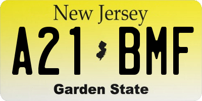 NJ license plate A21BMF