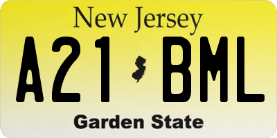 NJ license plate A21BML