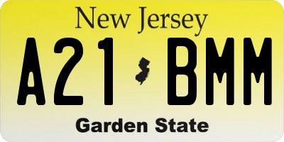 NJ license plate A21BMM