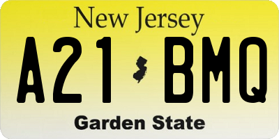 NJ license plate A21BMQ