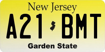 NJ license plate A21BMT
