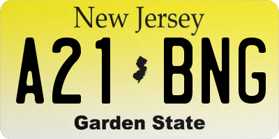 NJ license plate A21BNG