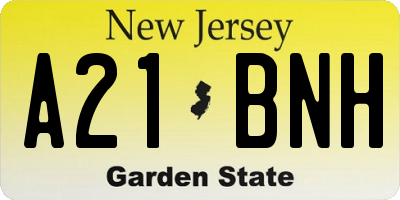 NJ license plate A21BNH