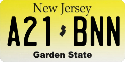 NJ license plate A21BNN