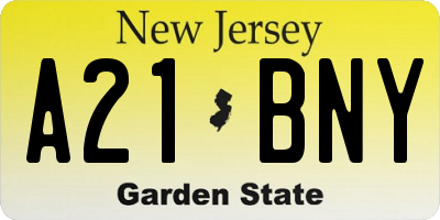 NJ license plate A21BNY
