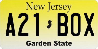 NJ license plate A21BOX