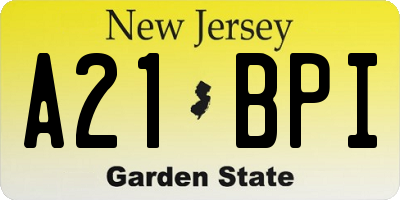 NJ license plate A21BPI