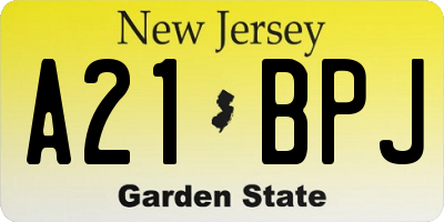 NJ license plate A21BPJ