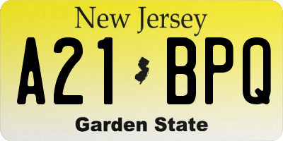NJ license plate A21BPQ