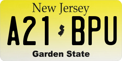 NJ license plate A21BPU