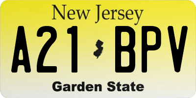 NJ license plate A21BPV