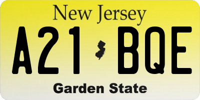 NJ license plate A21BQE