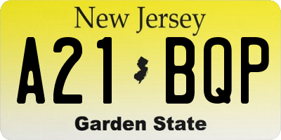 NJ license plate A21BQP