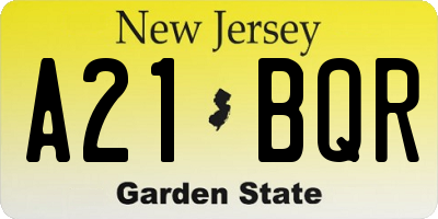 NJ license plate A21BQR